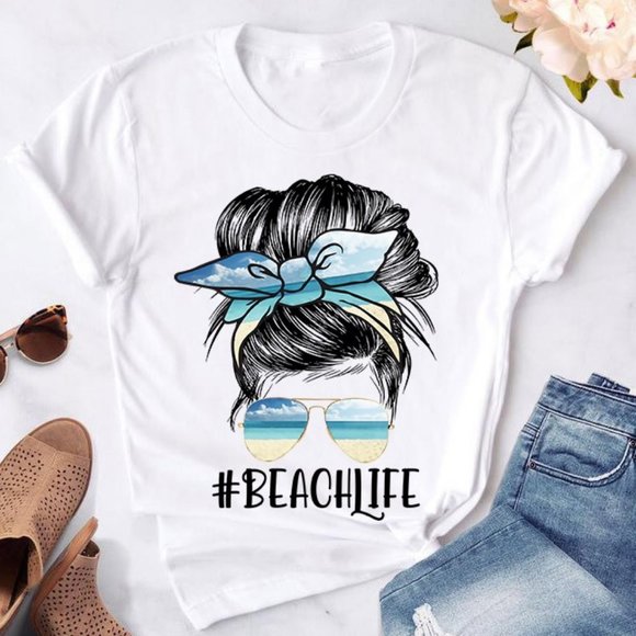 Tops - Surfing Girl Beach Life Shirt